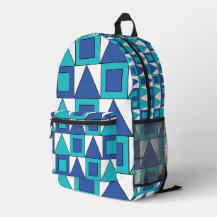 Sac À Dos Imprimé Triangle Carré bleu turquoise géométrique
