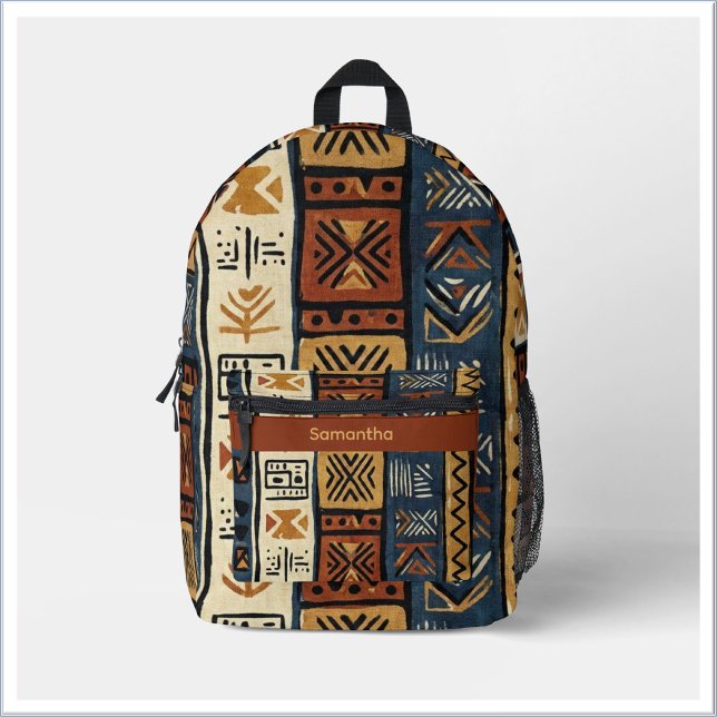 Sac À Dos Imprimé Tribal Ethnique Brun Or & Vert (Créateur téléchargé)