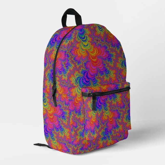 Sac À Dos Imprimé Trippy Funky Bold Vibrant Arc-en-ciel Abstrait Fra (Coin arrière gauche)