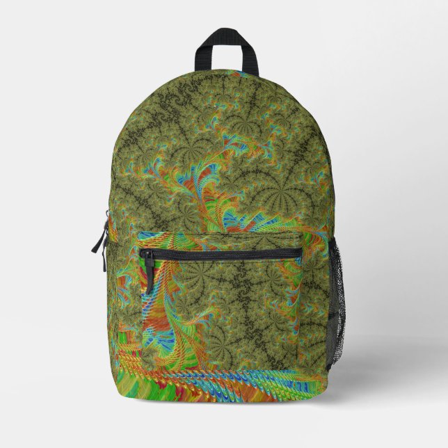 Sac À Dos Imprimé Trippy Psychedelic Spiral Fractal Art (Recto)