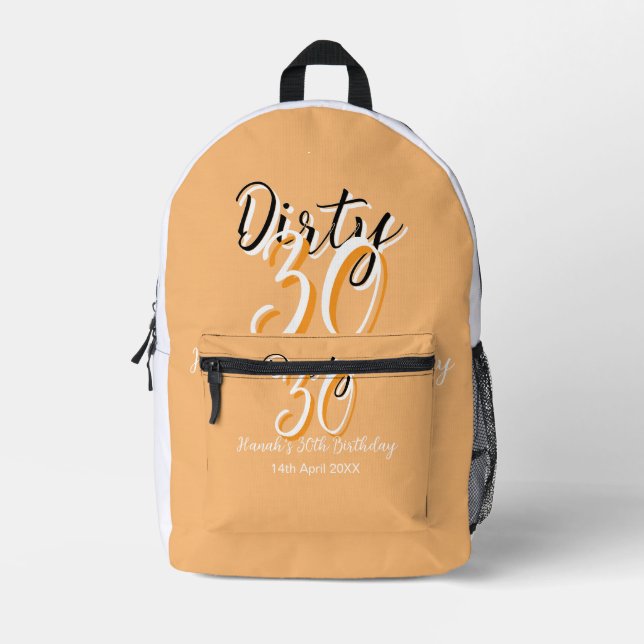 Sac À Dos Imprimé Triste trente orange blanc simple rétro annonce d' (Recto)
