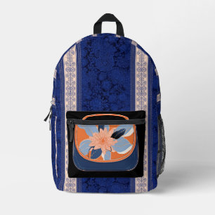 Sac À Dos Imprimé Tropical Orange Blue art IA