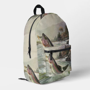 Sac À Dos Imprimé Truite arc-en-ciel, pêcheur de poissons vintage pê