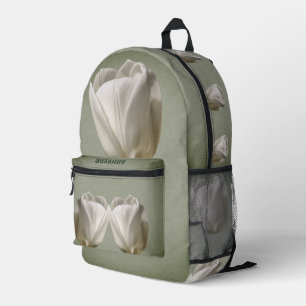 Sac À Dos Imprimé Tulipe simple et blanche personnalisée