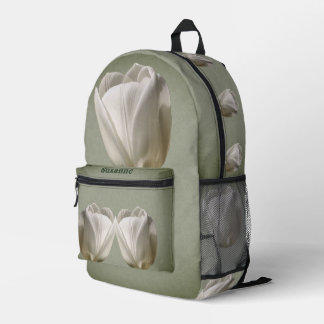 Sac À Dos Imprimé Tulipe simple et blanche personnalisée