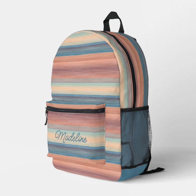 Sac À Dos Imprimé Turquoise Aqua Blue Peach Orange Watercolor (Coin arrière droit)