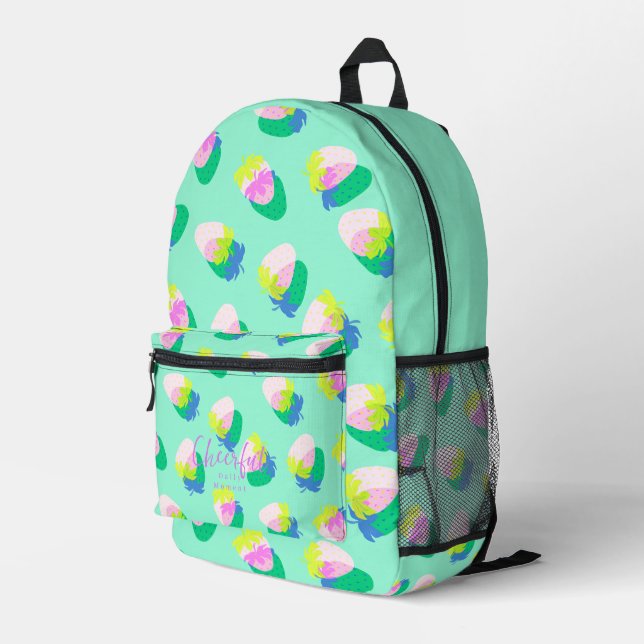Sac À Dos Imprimé Turquoise aux fraises (Coin arrière droit)