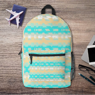 Sac À Dos Imprimé Turquoise Beige Pastel Céleste Motif Intégral