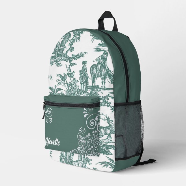 Sac À Dos Imprimé Turquoise et blanc Motif Toile français Personnali (Coin arrière droit)