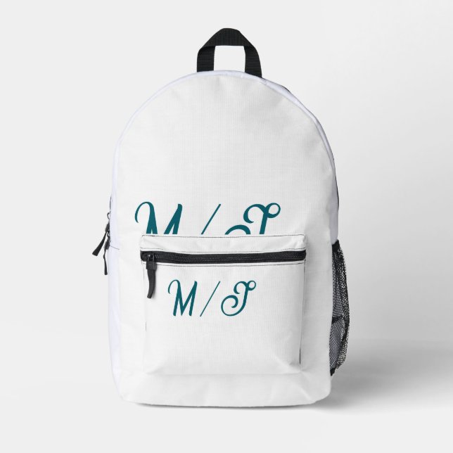 Sac À Dos Imprimé Turquoise monogram wedding couple name simple styl (Recto)