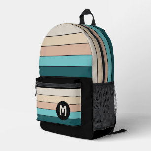 Sac À Dos Imprimé Turquoise Sarcelle Vert Noir Rayures Personnalisée