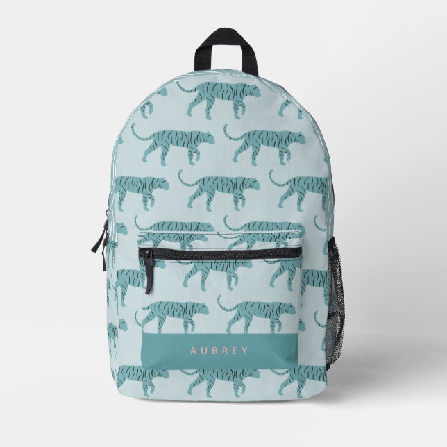 Sac À Dos Imprimé Turquoise Tiger Motif bleu clair (Recto)