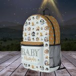 Sac À Dos Imprimé Twinkle Little Star Animal Motif Nom du bébé<br><div class="desc">"Twinkle Little Star" "Baby" nom animal et lunes motif en bleu ciel et récolter le ton or.</div>