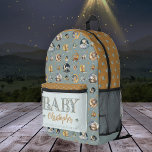 Sac À Dos Imprimé Twinkle Little Star Animal Motif Nom du bébé<br><div class="desc">"Twinkle Little Star" "Baby" nom animal et lunes motif en bleu ciel et récolter le ton or.</div>
