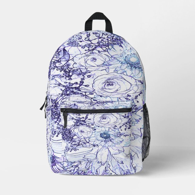 Sac À Dos Imprimé Un design classique blanc et bleu élégant (Recto)