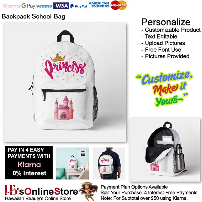 Sac À Dos Imprimé Unicorn Princess Castle Fantasy School Supplies 2 (Unicorn Princess Castle Fantasy School Supplies Printed Backpack 2.)