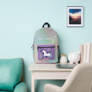 Sac À Dos Imprimé Unicorne blanche avec étoiles