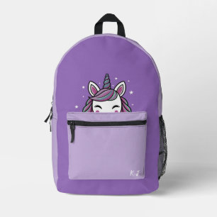 Sac À Dos Imprimé Unicorne mauve personnalisée