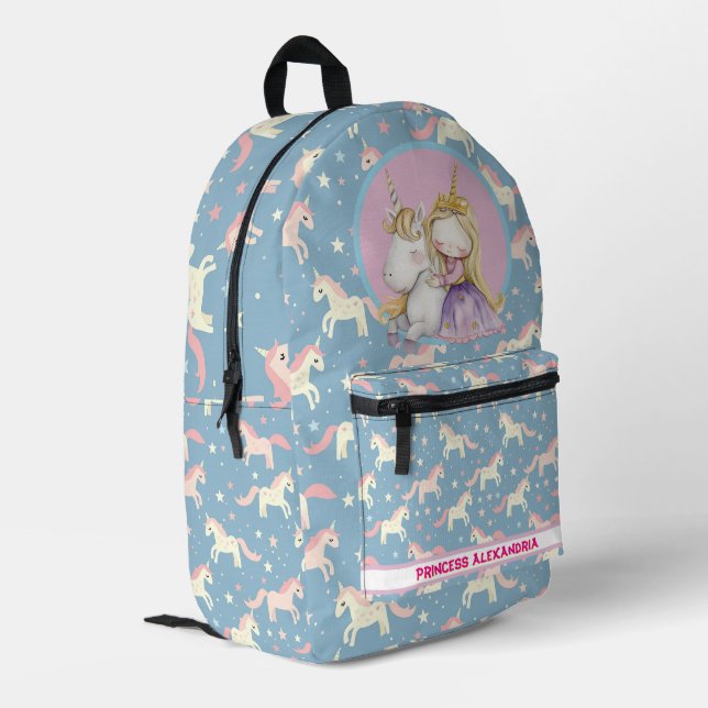 Sac À Dos Imprimé Unicorne Princesse personnalisée (Coin arrière gauche)