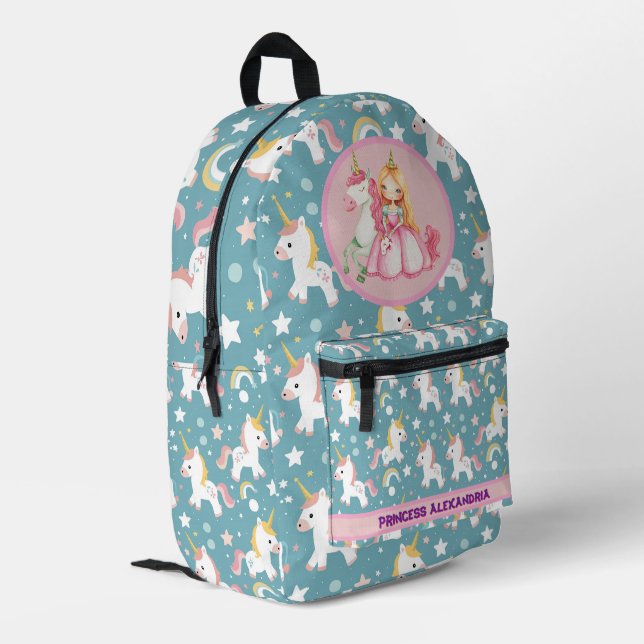 Sac À Dos Imprimé Unicorne Princesse personnalisée (Coin arrière gauche)