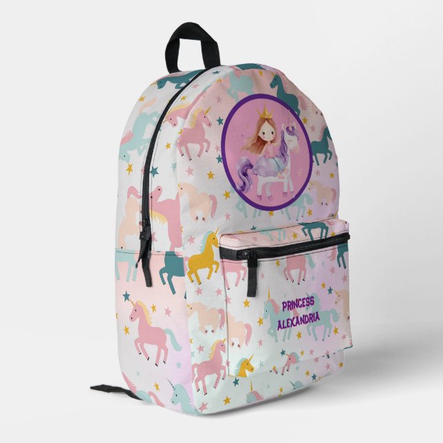 Sac À Dos Imprimé Unicorne Princesse personnalisée (Coin arrière gauche)
