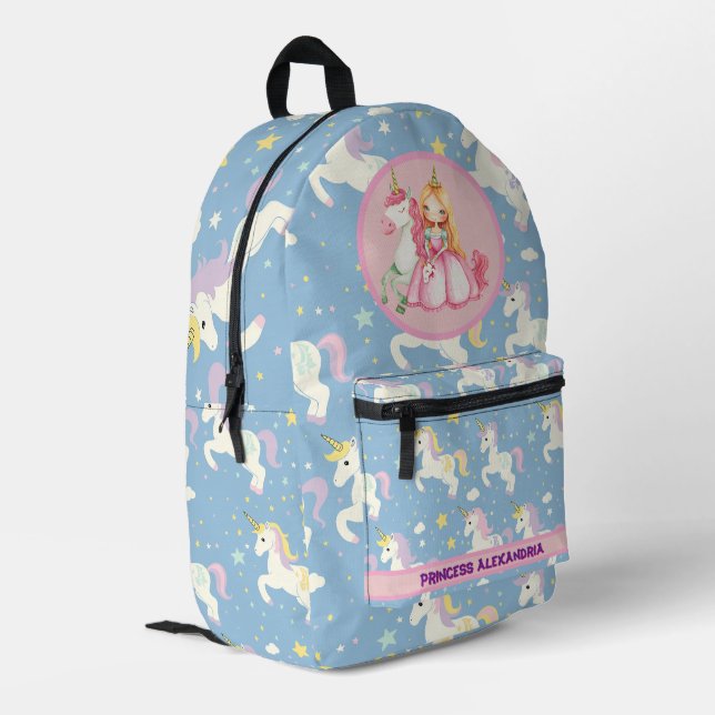 Sac À Dos Imprimé Unicorne Princesse personnalisée (Coin arrière gauche)