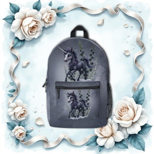 Sac À Dos Imprimé Unicorne stylisée dans la splendeur florale.