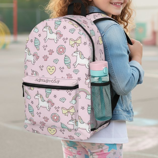 Sac À Dos Imprimé Unicornes volantes Rainbows Kawaii Pink ID381 (Créateur téléchargé)