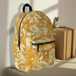 Sac À Dos Imprimé Unique Feuille Tropicale Jaune Moderne Personnalis