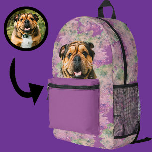 Sac À Dos Imprimé Unique Grunge Pink Lilac Bulldog Amoureux des chie