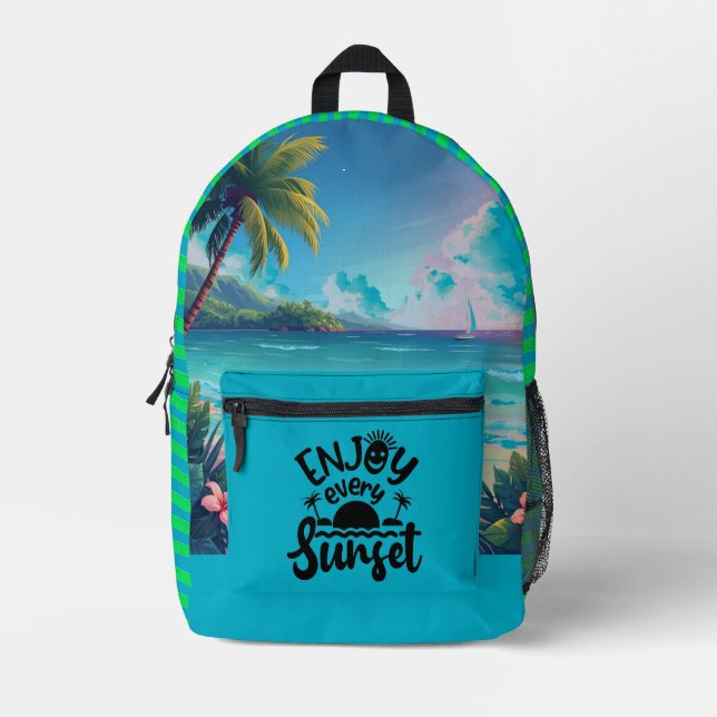 Sac À Dos Imprimé Vacances, Profitez de chaque coucher de soleil, Pl (Recto)