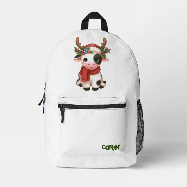 Sac À Dos Imprimé vache de Noël mignonne/capricieuse (Recto)