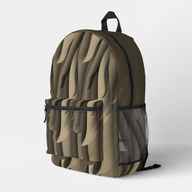 Sac À Dos Imprimé Vague d'art moderne marron et beige (Coin arrière droit)