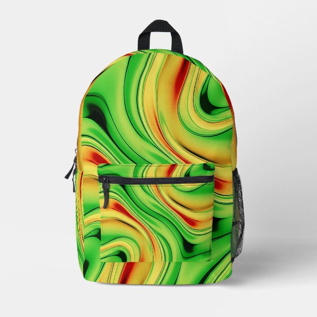 Sac À Dos Imprimé vagues chromées vertes et dorées (Recto)