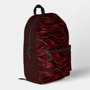 Sac À Dos Imprimé Vagues de marbre rouge burgundy élégantes avec acc