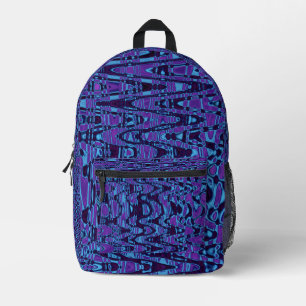 Sac À Dos Imprimé Vagues Rétro Abstraites Violettes et Bleues Tie-Dy