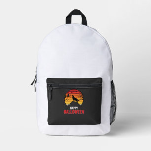 Sac À Dos Imprimé Vecteur de loup de coucher de soleil Halloween heu