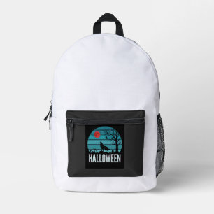 Sac À Dos Imprimé Vecteur Loup Cimetière Lune Halloween