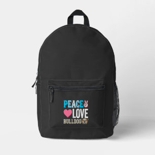 Sac À Dos Imprimé Vecteur Peace Love Bulldog