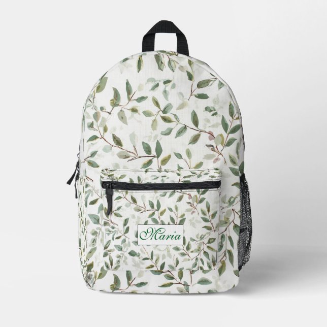 Sac À Dos Imprimé Végétal botanique Monogramme Eucalyptus  (Recto)
