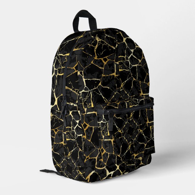 Sac À Dos Imprimé Veine d'or Kintsugi noir (Coin arrière gauche)
