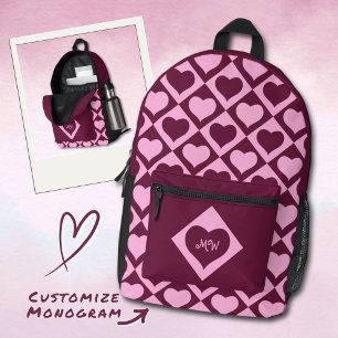 Sac À Dos Imprimé Vérificateur de cœur à carreaux Monogram Bordeaux