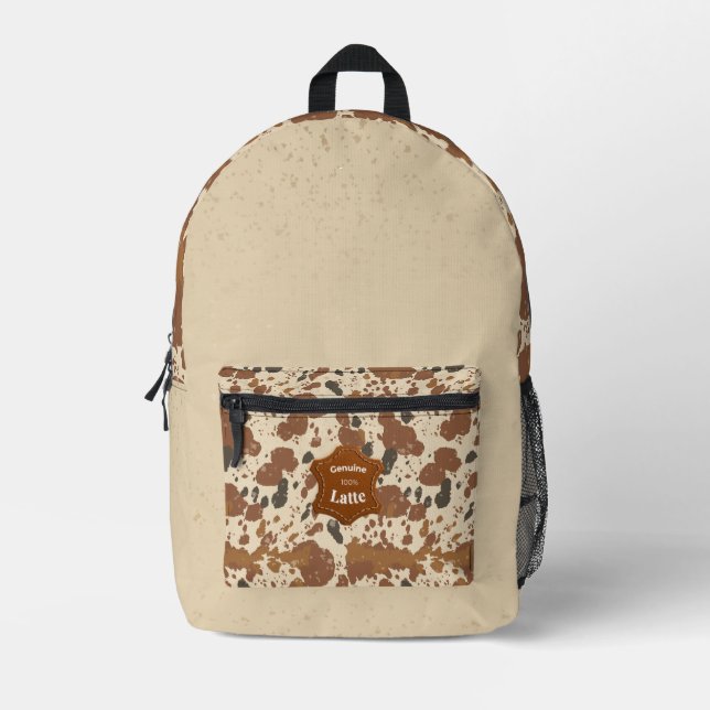 Sac À Dos Imprimé Véritable latte 100% | Esthétique café en cuir de  (Recto)