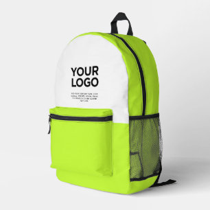 Sac À Dos Imprimé Vert acide Logo et texte professionnels personna