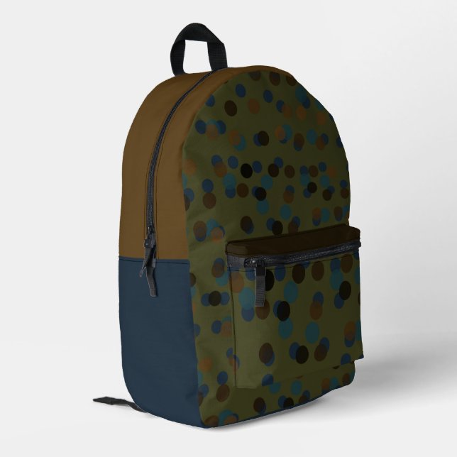 Sac À Dos Imprimé vert, bleu, marron, bronze et pois noir (Coin arrière gauche)