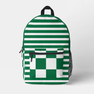 Sac À Dos Imprimé Vert bouteille blanc à carreaux et rayures vintage