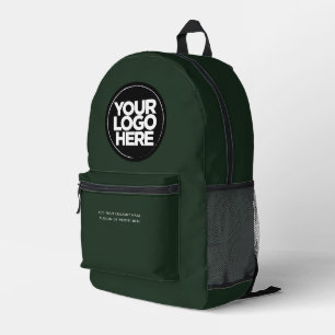 Sac À Dos Imprimé Vert Foncé Logo et texte personnalisés