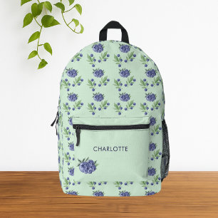 Sac À Dos Imprimé Vert mûre Aquarelle Blueberry Fruit Motif