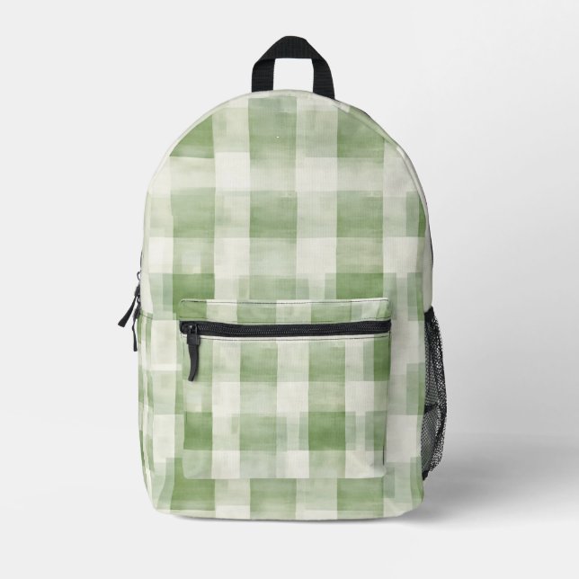 Sac À Dos Imprimé Vert pays crème carreaux rayures (Recto)