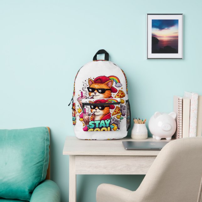 Sac À Dos Imprimé Vibes Cool – Mode Streetwear Chat Relax (Insitu)